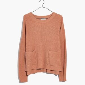 Madewell Patch Pocket Pullover sweater in heather rosewater pink
